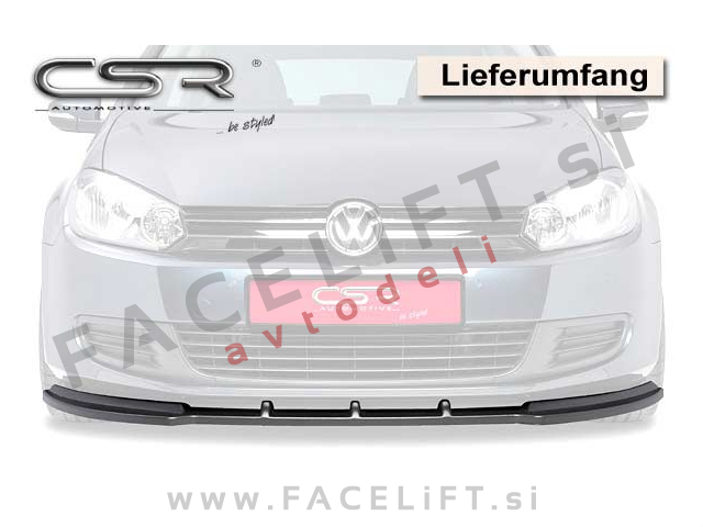 VW Golf 6 08-12 podaljšek sprednjega odbijača črni (mat)