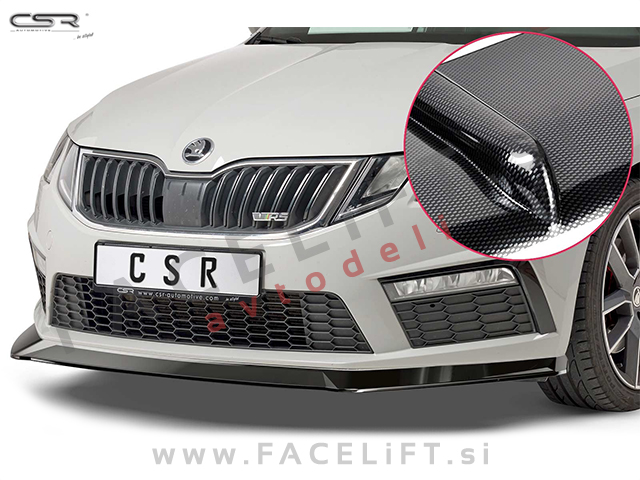 Škoda Octavia RS 5E 17-19 podaljšek sprednjega odbijača karbon sijaj