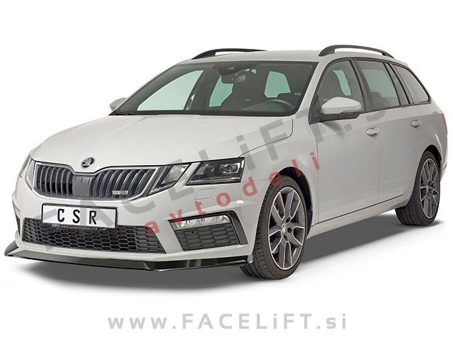 Škoda Octavia RS 5E 17-19 podaljšek sprednjega odbijača karbon sijaj