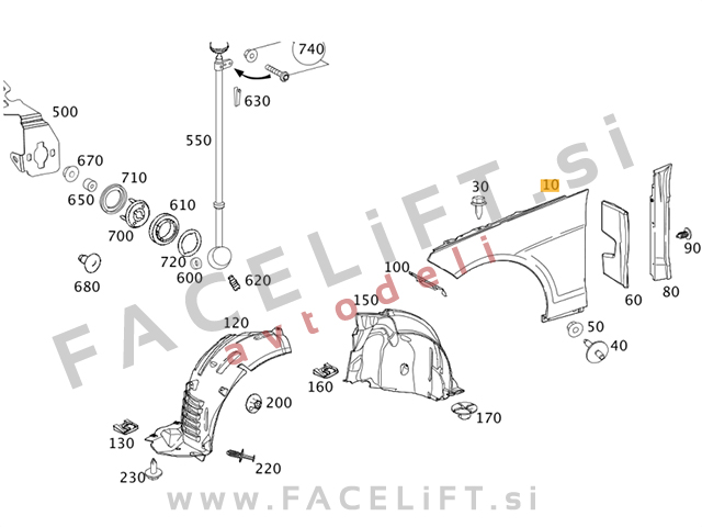 Mercedes E S212 W212 09-16 sprednji blatnik desni Mercedes E S212 W212 09-16 sprednji blatnik desni