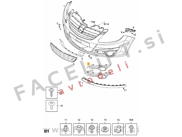 Opel Corsa D / S07 (06-11) / mreža sprednjega odbijača / leva