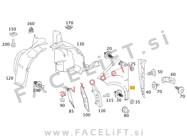 Mercedes A / W169 (04-08) / sprednji blatnik / desni