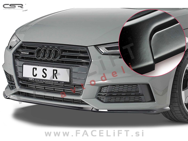 Audi A4 S4, S line B9 8W 15-19 podaljšek sprednjega odbijača črni (mat)