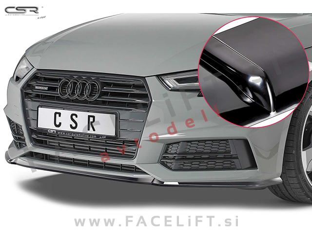 Audi A4 S4, S line B9 8W 15-19 podaljšek sprednjega odbijača črni (sijaj)