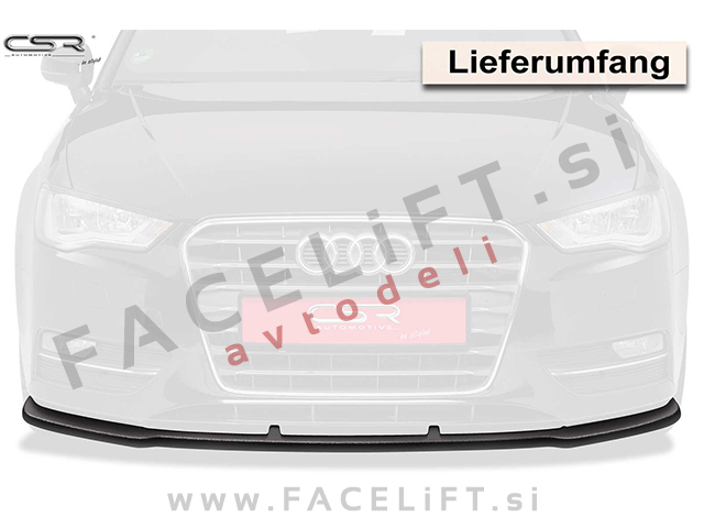 Audi A3 8V 12-16 podaljšek sprednjega odbijača črni (sijaj)