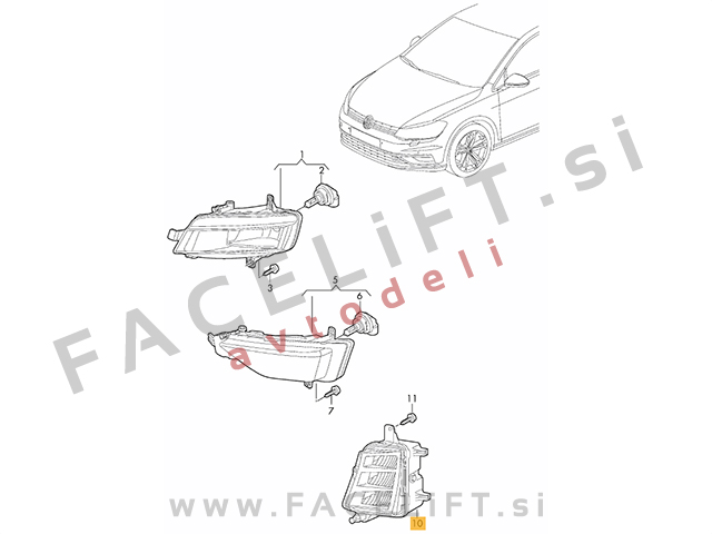 VW Golf 7 GTD GTI / 5G (17-20) / LED meglenka / leva