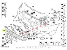 BMW 5 E60 E61 M 03-10 mreža sprednjega odbijača srednja