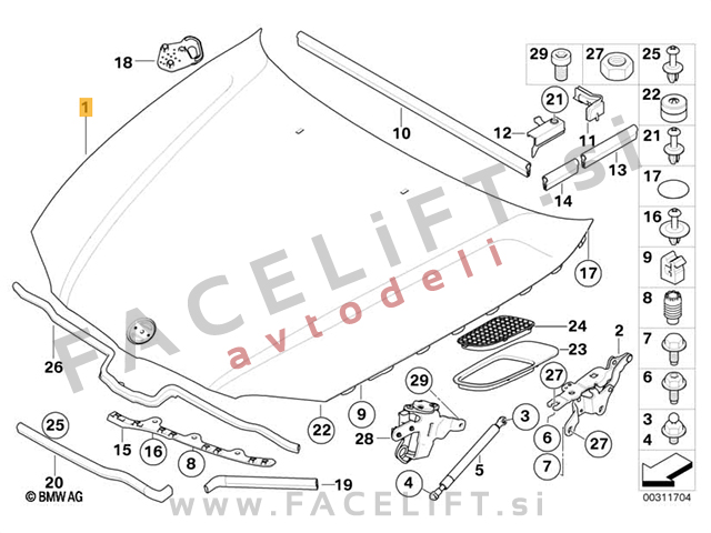 BMW 3 E92 E93 06-10 pokrov motorja