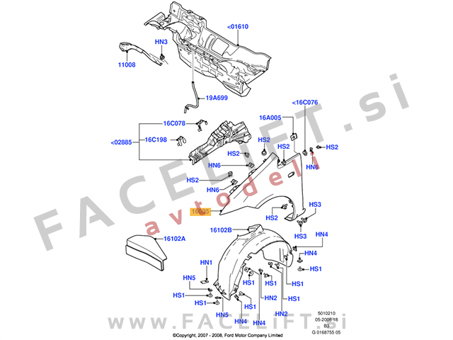 Ford C-Max 07-10 sprednji blatnik levi
