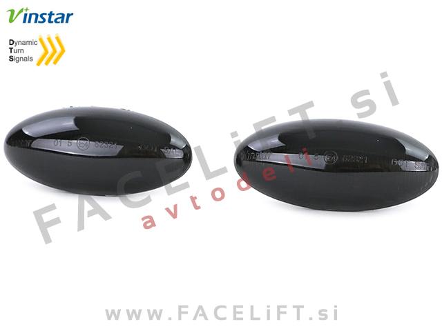 Citroen Fiat Opel Peugeot Toyota dinamični bočni LED smerniki zatemnjeni (smoke)