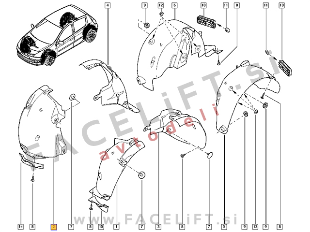 Renault Clio 3 05-12 sprednji kolotek desni