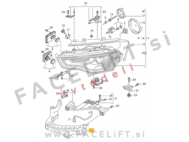 Audi A4 B8 8K 11-15 nosilec žarometa desni