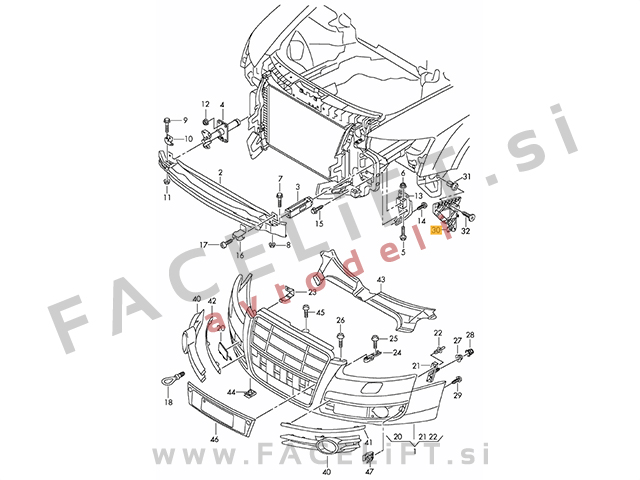 Audi A6 C6 4F 04-08 nosilec sprednjega odbijača desni Audi A6 C6 4F 04-08 nosilec sprednjega odbijača desni