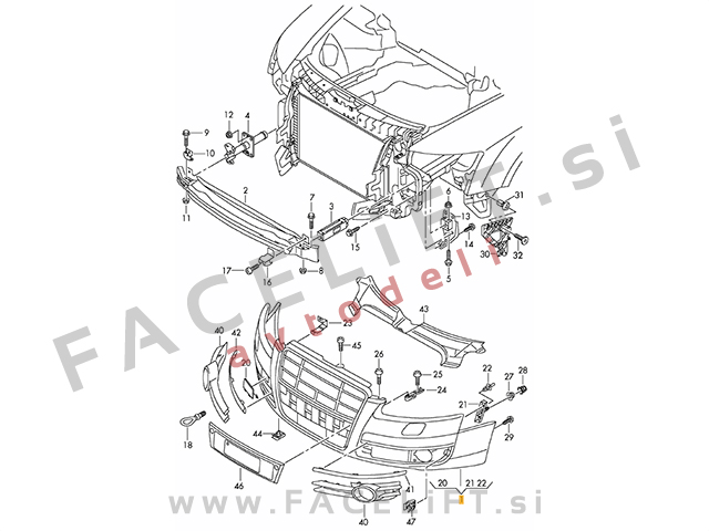 Audi A6 C6 4F 04-08 sprednji odbijač SRA PDC