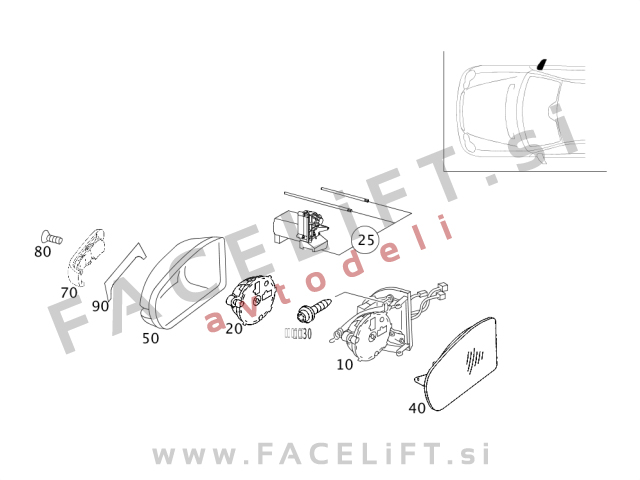 Mercede C Sportcoupe CL203 04-08 LED smernik bočnega ogledala desni