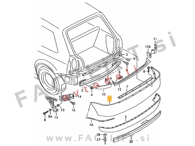 Audi A3 8L 00-03 zadnji odbijač