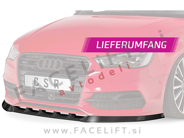 Audi A3 8V Cabriolet S-Line 14-16 podaljšek sprednjega odbijača črni (mat)