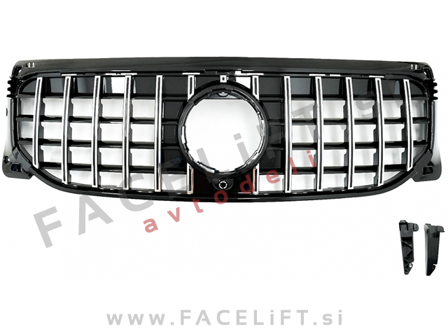 Mercedes GLB X247 19- maska črna kromirana (sijaj)