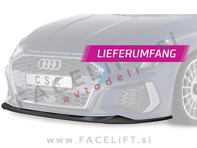 Audi A3 8Y S line, S3 20- podaljšek sprednjega odbijača črni (mat)