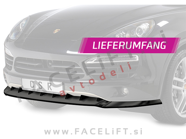 Porsche Cayenne 92A 10-14 podaljšek sprednjega odbijača črni (mat)