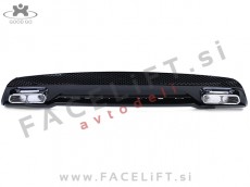 Mercedes A W176 AMG Line 12-18 difuzor z nastavki za izpuh črni (sijaj)