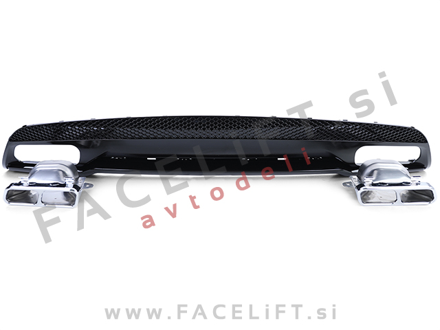 Mercedes A W176 AMG Line 12-18 difuzor z nastavki za izpuh črni (sijaj)