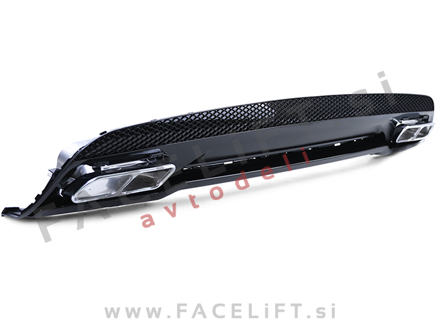 Mercedes A W176 AMG Line 12-18 difuzor z nastavki za izpuh črni (sijaj)