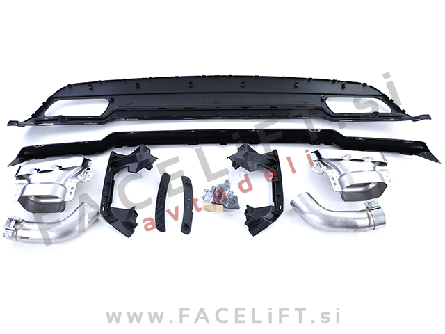 Mercedes A W176 AMG Line 12-18 difuzor z nastavki za izpuh črni (sijaj)