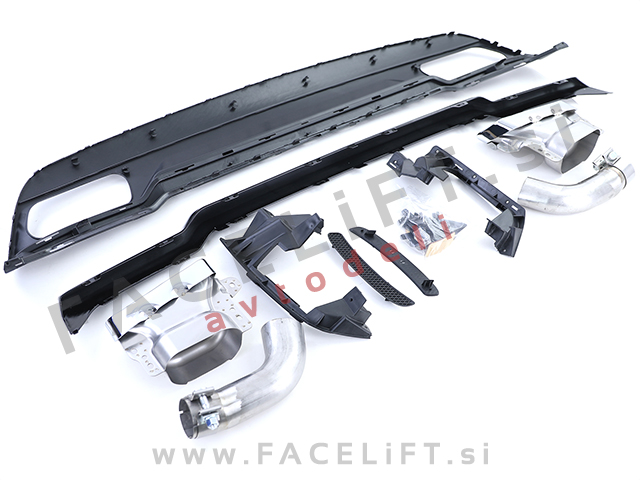 Mercedes A W176 AMG Line 12-18 difuzor z nastavki za izpuh črni (sijaj)