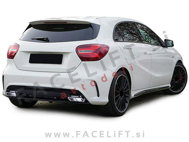 Mercedes A W176 AMG Line 12-18 difuzor z nastavki za izpuh črni (sijaj)