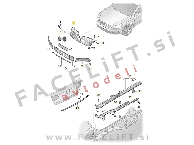 VW Passat B7 10-14 maska VW Passat B7 10-14 maska