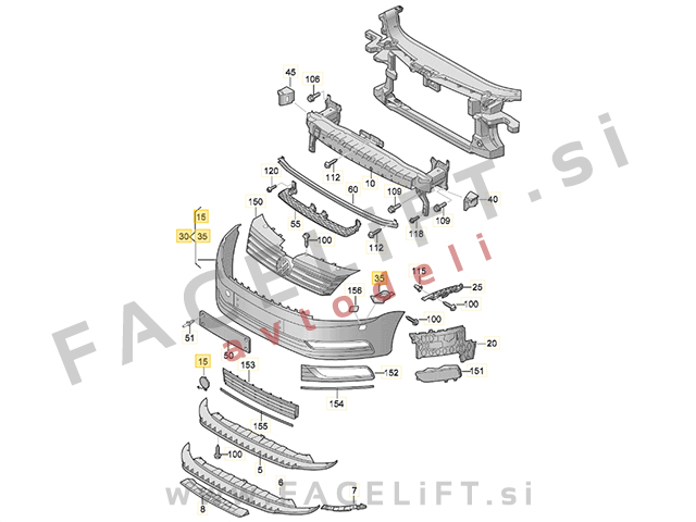 VW Passat B7 10-14 sprednji odbijač PDC (4)