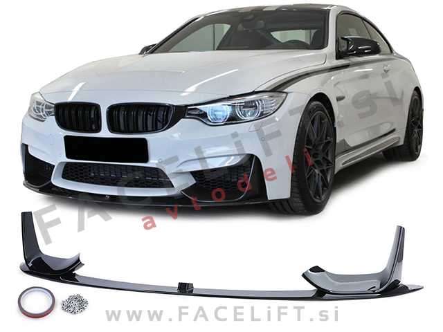 BMW 3 F30, M3 F80 11-19 podaljšek sprednjega odbijača črni (sijaj)
