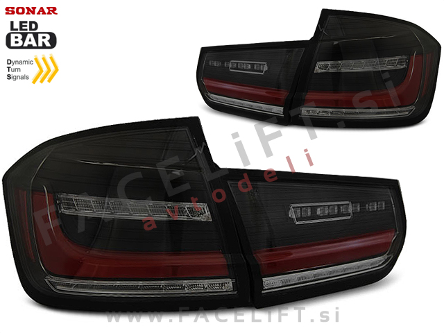 BMW 3 Limuzina F30 11-19 zadnje LED luči DTS Črne (zatemnjene)