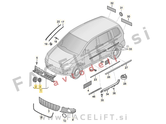 VW Touran 1T3 10-15 maska Trendline