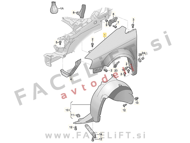 VW Touran 1T3 10-15 sprednji blatnik levi