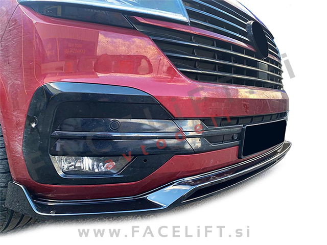 VW T6 19- podaljšek sprednjega odbijača črni (sijaj)