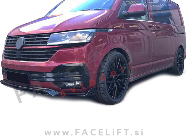 VW T6 19- podaljšek sprednjega odbijača črni (sijaj)
