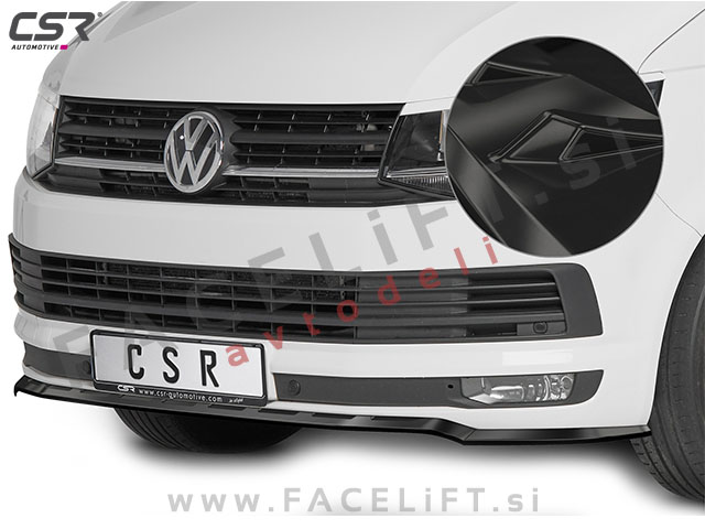 VW T6 15-19 podaljšek sprednjega odbijača črni sijaj