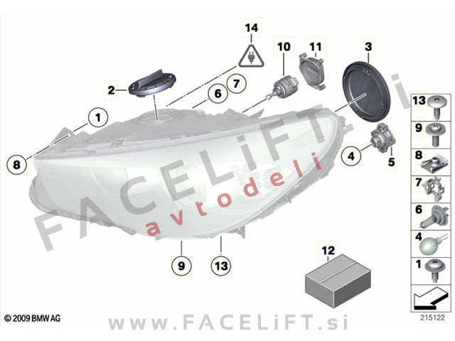 BMW 5 F10 F11 10-13 bi-xenon žaromet desni