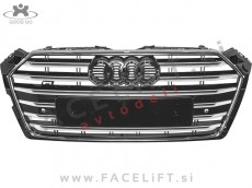 Audi A5 B9 F5 16- maska S line izgled črna kromirana (sijaj)