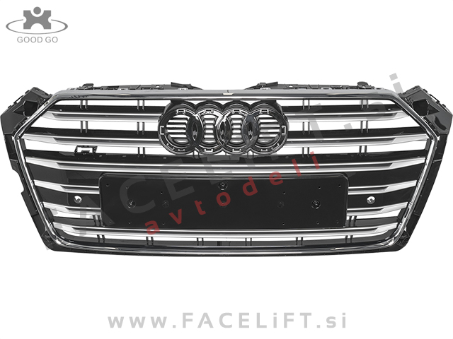 Audi A5 B9 F5 16- maska S line izgled črna kromirana (sijaj)