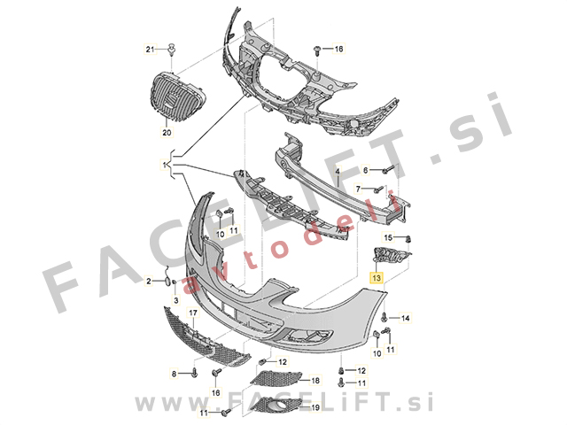 Seat Leon 1P 05-12 nosilec sprednjega odbijača desni