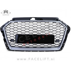 Audi A3 8V 16-20 maska RS3 izgled črna (sijaj), srebrna (mat) Audi A3 8V 16-20 maska RS3 izgled črna (sijaj), srebrna (mat)