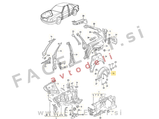 Audi 80 B4 91-96 zadnji kolotek desni