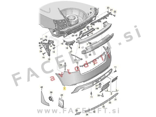 Audi A3 Sportback 8PA 08-12 zadnji odbijač PDC