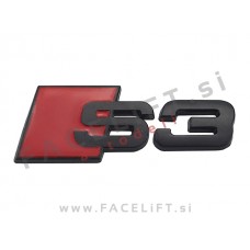 Audi S3 emblem (3D nalepka) črni (mat)
