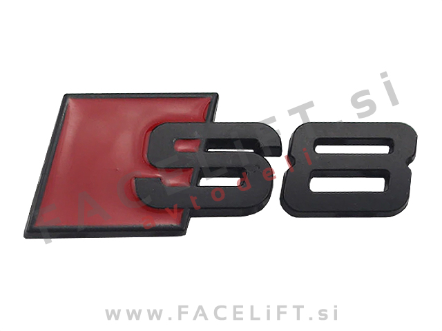Audi S8 emblem (3D nalepka) črni (mat) Audi S8 emblem (3D nalepka) črni (mat)