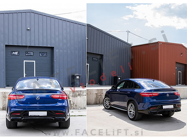 Mercedes GLE Coupe C292 AMG Line 15-19 difuzor z nastavki za izpuh Night Package GLE63 izgled