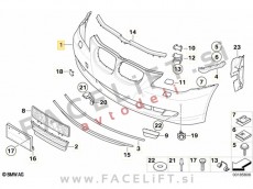 BMW 5 E60 E61 LCI 07-10 sprednji odbijač PDC SRA